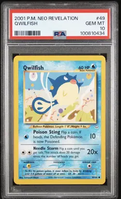 Pokemon TCG Qwilfish Neo Revelation 49/64 2001 English Regular PSA 10 low pop - Image 1