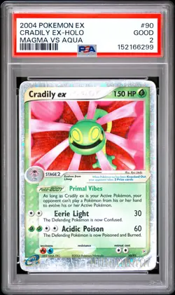 2004 POKEMON EX TEAM MAGMA VS TEAM AQUA #90 CRADILY EX-HOLO PSA 2 - Image 1