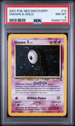 2001 Pokemon Neo Discovery #14 Unown A - Holo PSA 8 NM-MT - - Image 1