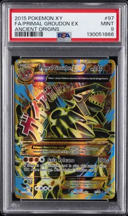 2015 POKEMON XY ANCIENT ORIGINS #97 FULL ART/PRIMAL GROUDON EX PSA 9 - Image 1