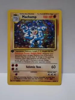 Pokemon TCG Machamp Holo Rare 1st Edition Base Set #8/102 NM - Image 1