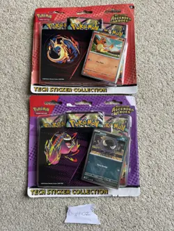 Pokemon TCG Ascended Heroes Tech Sticker Pack Charmander & Gastly Opened Used - Image 1