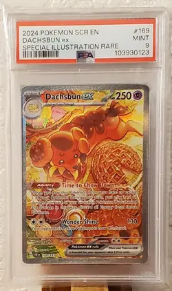 Pokemon 2024 Dachsbun ex 169/142 Special Illustration Rare Stellar Crown PSA 9 - Image 1