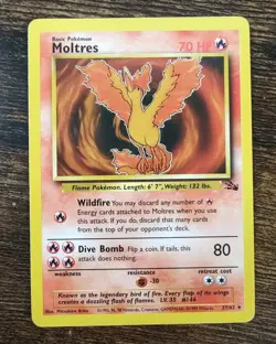 Pokemon Fossil Non Holo Rare Moltres 27/62 NM- - Image 1