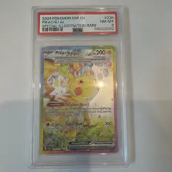 2024 POKEMON SSP EN-SURGING SPARKS SPECIAL ILLUSTRATION RARE PIKACHU EX PSA 8 - Image 1