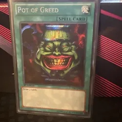 Yugioh Pot of Greed LCJW-EN061 Legendary Collection 4 1st Edition Secret Rare - Image 1
