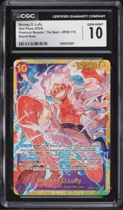 CGC 10 ENGLISH ONE PIECE MONKEY D. LUFFY OP05-119 SEC Premium Booster 2024 - Image 1