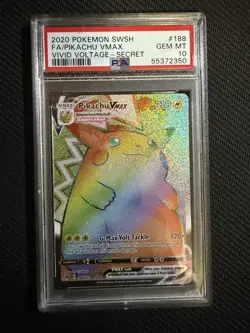 Pokemon Pikachu TCG VMAX Vivid Voltage Holo Card 188/185 Secret Rare - Image 1