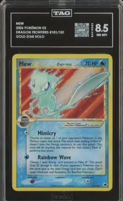 Pokemon Mew Gold Star Delta Species EX Dragon Frontiers Holo Card 101/101 - Image 1