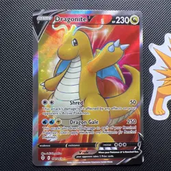 Pokemon TCG Dragonite v Evolving Skies Holo Ultra Rare Full Art Card 191/203 - Image 1
