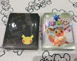Pokemon Card Sleeves Deck Shield Pikachu Eevee 25th Anniversary Set - Image 1