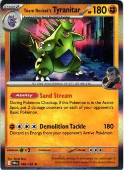 Team Rocket's Tyranitar 096/182 Rare Destined Rivals Pokemon Holo Near Mint - Image 1
