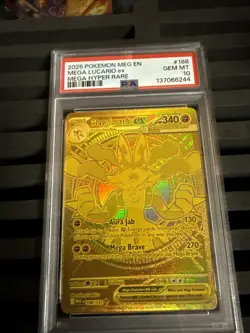 Pokemon 2025 Mega Lucario ex 188 Gold Hyper Rare Mega Evolution English PSA 10 - Image 5