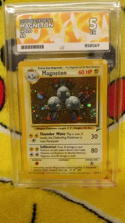 Pokemon Base Set 2 1999-2000 Magneton Holo 9/130 Ace Graded 5 EX Swirl - Image 1