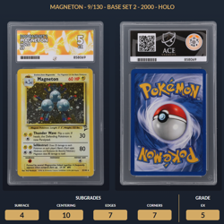Pokemon Base Set 2 1999-2000 Magneton Holo 9/130 Ace Graded 5 EX Swirl - Image 4