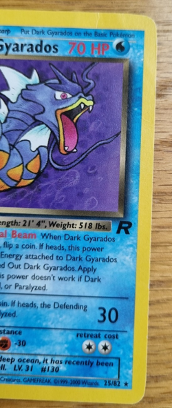 Dark Gyarados 25/82 Team Rocket Rare Pokemon Card 1999 WOTC Vintage NM/VG - Image 2