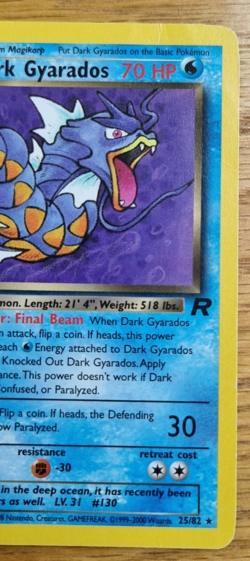 Dark Gyarados 25/82 Team Rocket Rare Pokemon Card 1999 WOTC Vintage NM/VG - Image 3