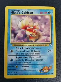 Pokemon Card Misty's Goldeen 85/132 Gym Heroes Common WOTC - Image 1