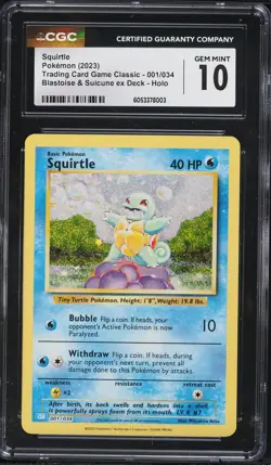 2023 Pokemon TCG Classic Blastoise & Suicune ex Deck #001 Squirtle CGC 10 - Image 1