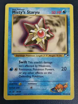 Pokemon Card Misty's Staryu 90/132 Gym Heroes Common WOTC - Image 1