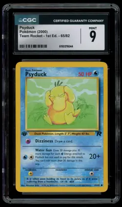 CGC 9 MINT Pokemon Japanese Psyduck 65/82 Team Rocket 1st Edition - Image 1