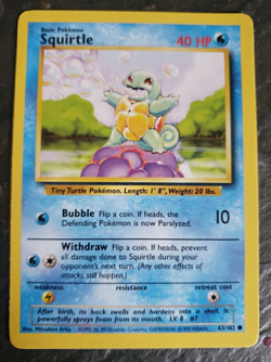 POKEMON Squirtle 63/102 Base Set Common Non-Holo 1999 Trading Card - Image 1