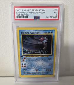 Pokemon 2001 Neo Revelation Shining Gyarados 65/64 Holo 1st Ed PSA 7 - Image 1