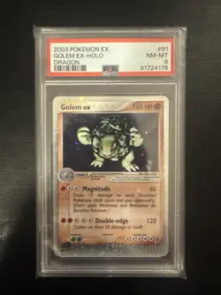 2003 POKEMON EX DRAGON #91 GOLEM EX-HOLO PSA 8 - Image 1