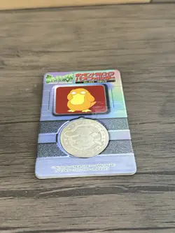 1998 Pokemon Meiji Psyduck 054 Lottery Medal with Backing Rare Prize Coin - Image 2
