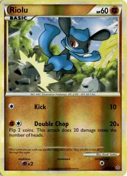 RIOLU 60/95 C HGSS UNLEASHED POKEMON REVERSE HOLO LP - Image 1