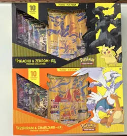 Pokemon Pikachu & Zekrom + Reshiram & Charizard GX Premium Collection Boxes - Image 1