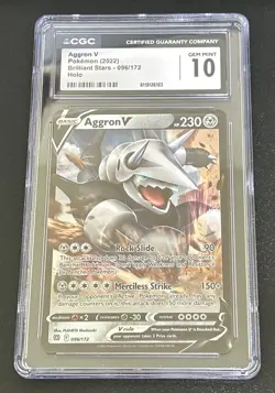 2022 Aggron V Pokemon Brilliant Stars 096/172 Ultra Rare Holo CGC PRISTINE 10 - Image 1