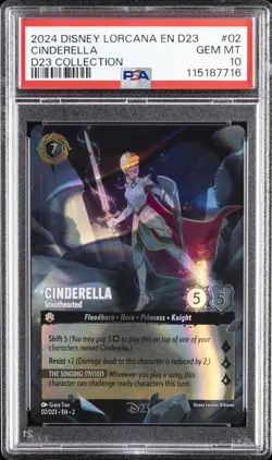 2024 DISNEY LORCANA EN D23-D23 EXPO PROMO #02 CINDERELLA - STOUTHEARTED PSA 10 - Image 1