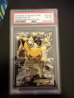 Pikachu EX Black Star Promo Card PSA 6 XY124 Red Blue Collection - Image 1
