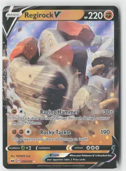 Regirock V 104/202 Holo V Rare Sword & Shield Pokemon Near Mint - Image 1