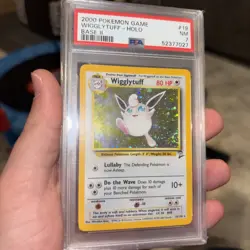 2000 POKEMON GAME BASE II #19 WIGGLYTUFF-HOLO BASE II PSA 7 - Image 1