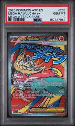 Mega Hawlucha EX 268 Attack Rare Asc En-ascended Heroes Pokemon PSA 10 - Image 1