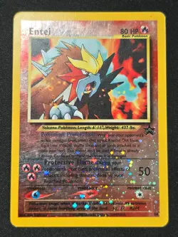 Pokemon Entei 34 Black Star Promo Holo Swirl WOTC Moderate Played - Image 1