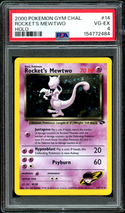 2000 Pokemon Gym Challenge Holo Rocket's Mewtwo #14 PSA 4 - Image 1
