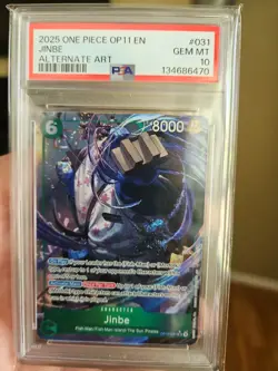 One Piece OP 11-031 EN JINBE ALTERNATIVE ART PSA GEM MT 10 - Image 1