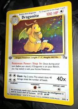 Dragonite 1st Edition Holo 4/62 – LP – Fossil WOTC Pokemon Card - Image 1