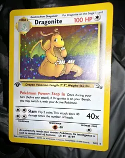 Dragonite 1st Edition Holo 4/62 – LP – Fossil WOTC Pokemon Card - Image 3
