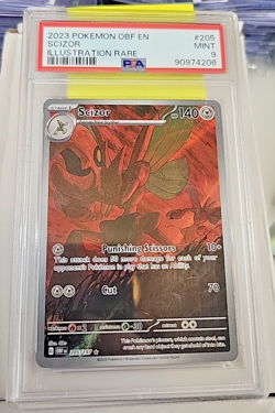2023 POKEMON OBF EN-OBSIDIAN FLAMES ILLUSTRATION RARE #205 SCIZOR PSA 9 - Image 1