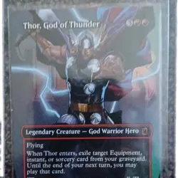 MTG Marvel Super Heroes THOR, GOD OF THUNDER Borderless Foil Mythic #369 - Image 1