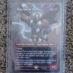 MTG Marvel Super Heroes THOR, GOD OF THUNDER Borderless Foil Mythic #369 - Image 2