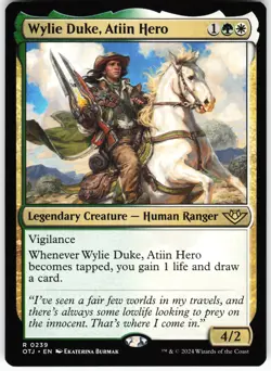 Wylie Duke, Atiin Hero R Outlaws of Thunder Junction OTJ Normal 239 MTG NM - Image 1