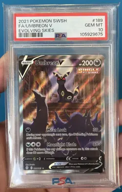 PSA 10 UMBREON V ALT ART 189/203 EVOLVING SKIES 2021 POKEMON SWORD AND SHIELD - Image 1
