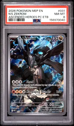 2026 POKEMON ASCENDED HEROES POKEMON CENTER ELITE TRAINER BOX N'S ZEKROM PSA 8 - Image 1