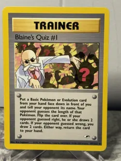 Blaine's Quiz #1 097/132 Gym Heroes Regular Black Star Rare WOTC Pokemon TCG - Image 1