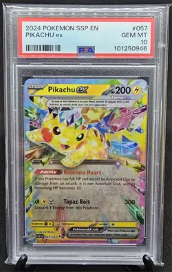 Pikachu EX 057/191 Surging Sparks PSA 10 2024 Pokemon English - Image 1